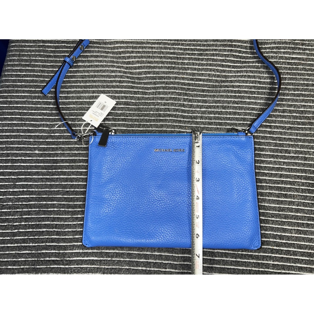 Michael Kors Pebble Leather Double Pouch Crossbody Bag Oxford Multi Blue - Picture 16 of 16